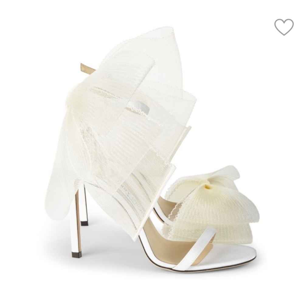 Aveline Tulle Bow Ankle-Strap Sandals